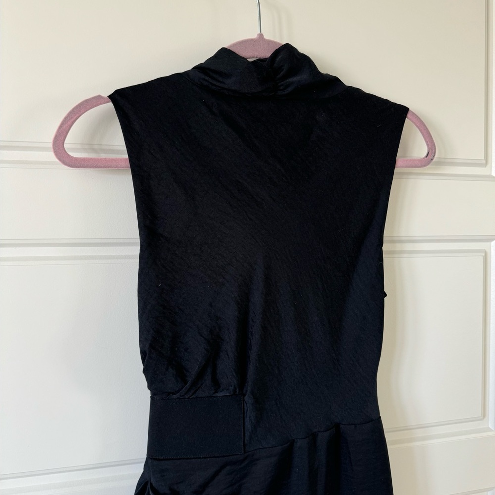 All Saints Ruched Cancity Draped Wrap Sleeveless Dress Navy Blue US 4 - Picture 6 of 8